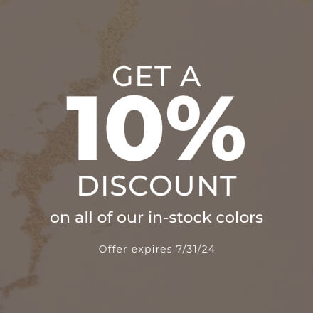 Get a 10% discount on all of our in-stock colors. Expires 7/31/24. | GMD Surfaces